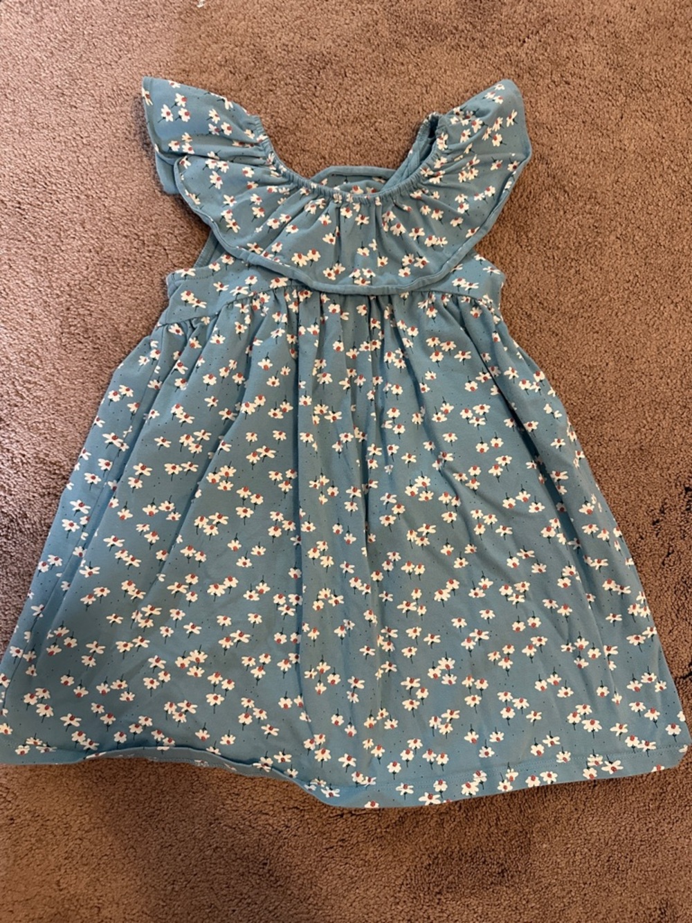 Tea Collection Teal Floral Ruffle Dress